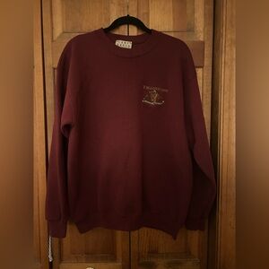 Camp David Men’s Sz L Maroon 90s Inspired Yellow Stone Grandpa Crew Neck Sweater